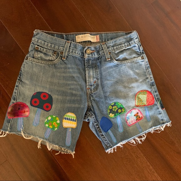 mushroom shroom jorts cutoffs Levi’s psychedelic